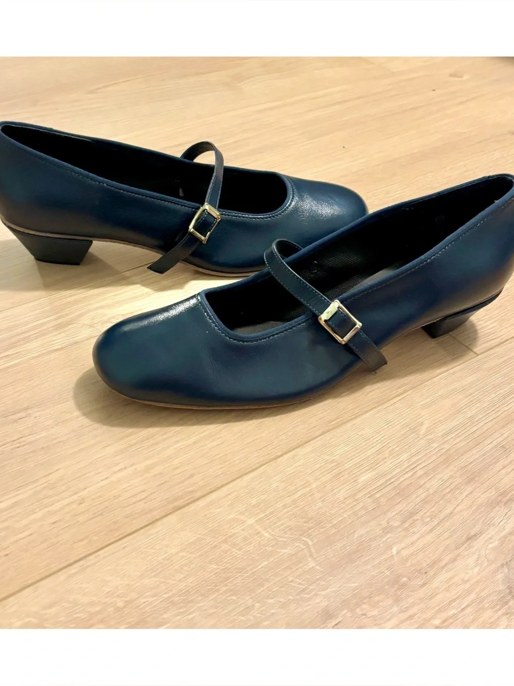 TicTacToes Navy Blue Leather Upper Mary Jane Pumps 1